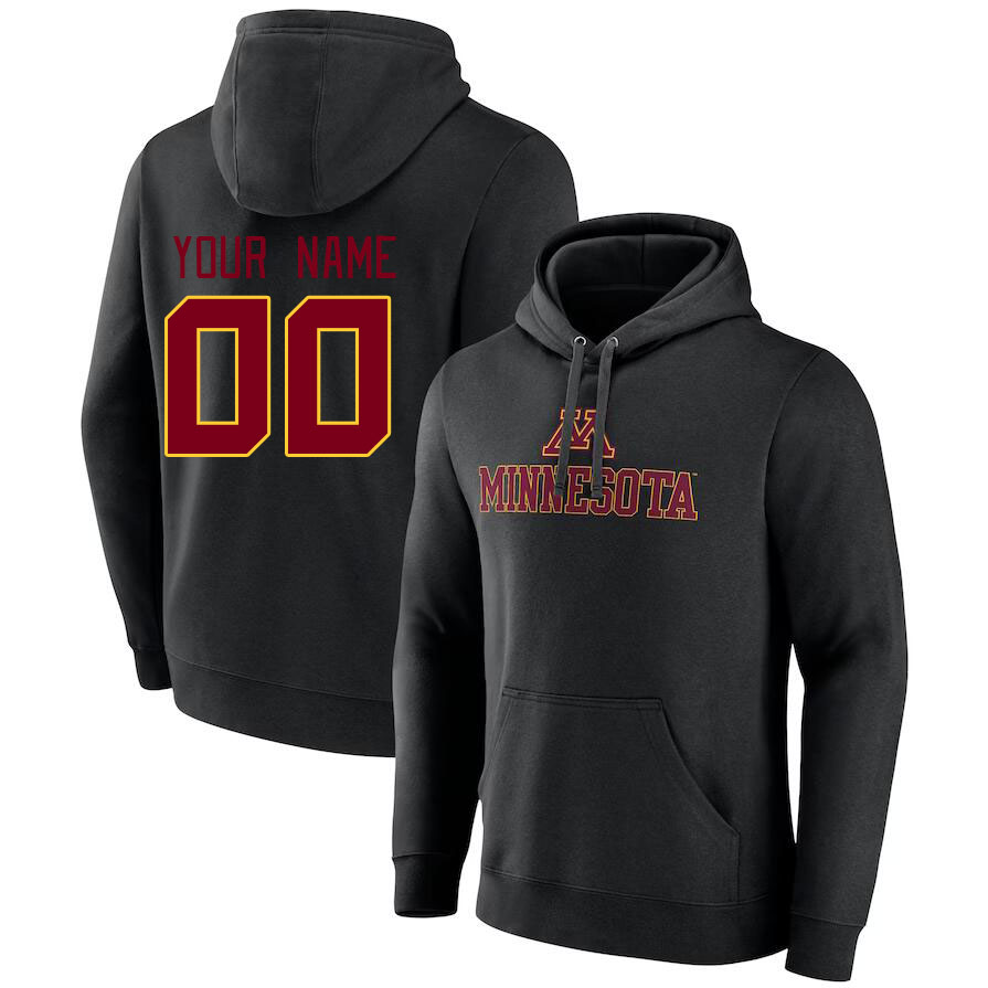 Custom Minneota Golden Gophers Name And Number College Hoodie-Black - Click Image to Close